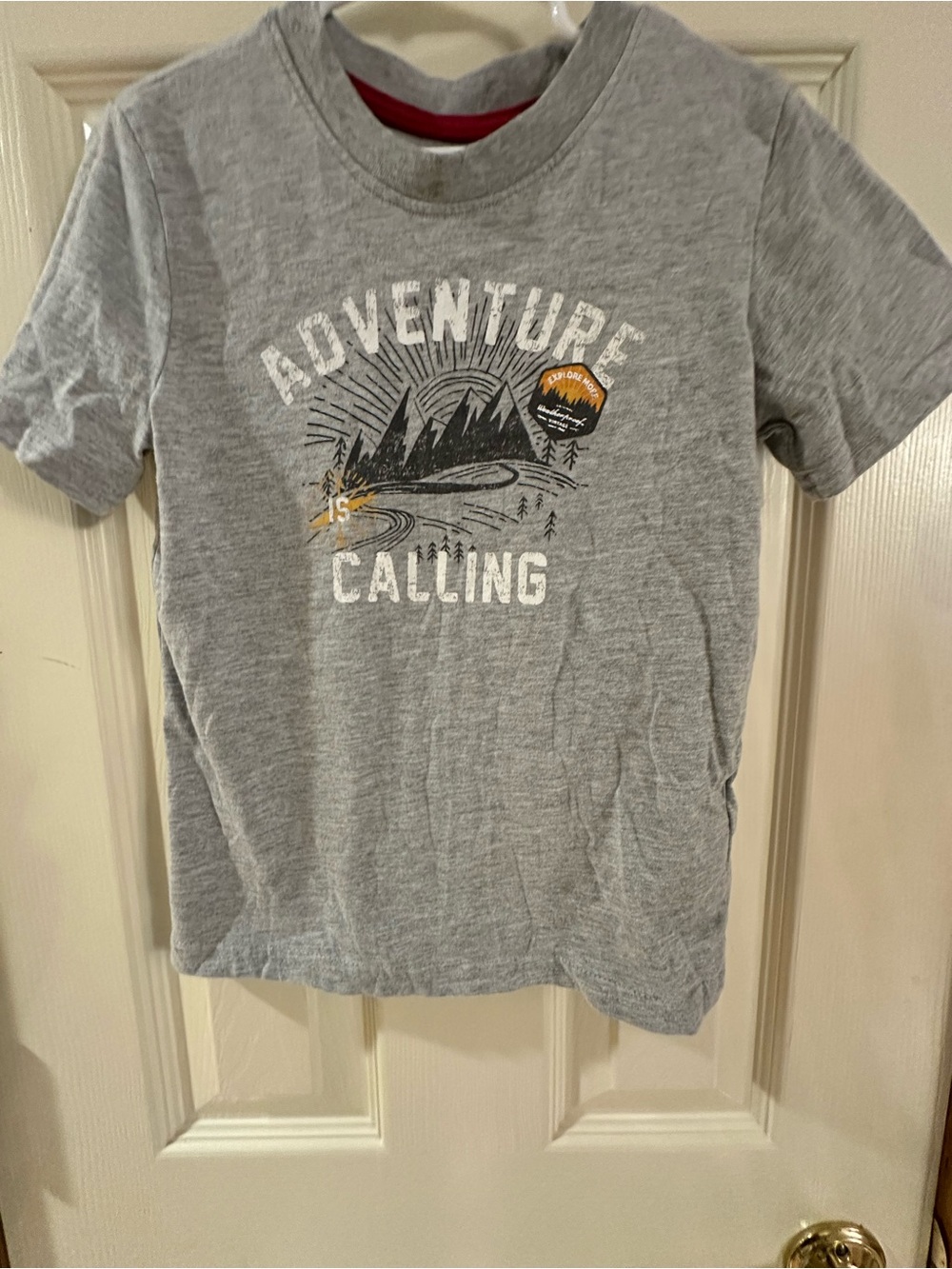 Weatherproof Gray 'Adventure Calling' Graphic Tee with Yellow Accent